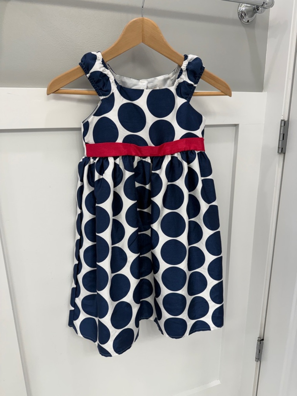 Cherokee Navy and Pink Polka Dot Sleeveless Dress
